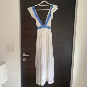 J. Crew White Maxi Dress with Ruffle Sleeves
